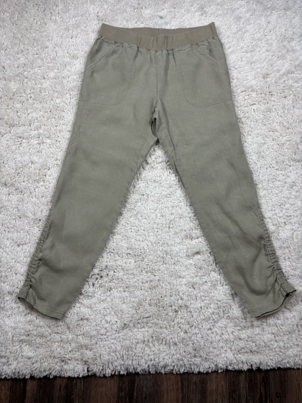 Ellen Tracy Linen Jogger Pants Women’s Small Olive Green Pull On